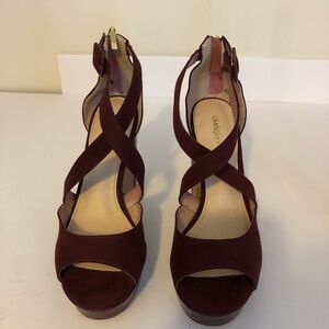 Limelight Women's Lyanna - Platform Peep Toe Block Dress Heel Shoe 10 Wine